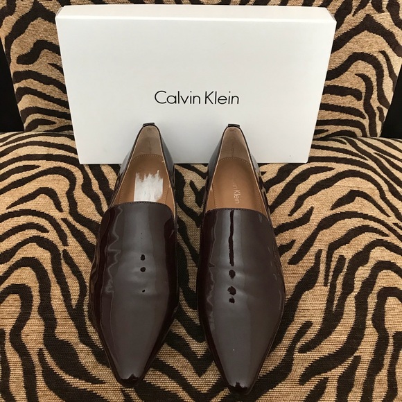 Calvin Klein Shoes - Calvin Klein Burgundy Elin patent FLATS NEW!